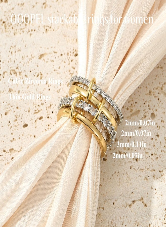 OOOPEL Gold Interlocking Stackable Rings for Women Non Tarnish Dainty Gold Silver Mixed Metals Stackable Interlocked Ring Set Minimalist Statement Rings for Women Hypoallergenic Jewelry Gifts - Image 5